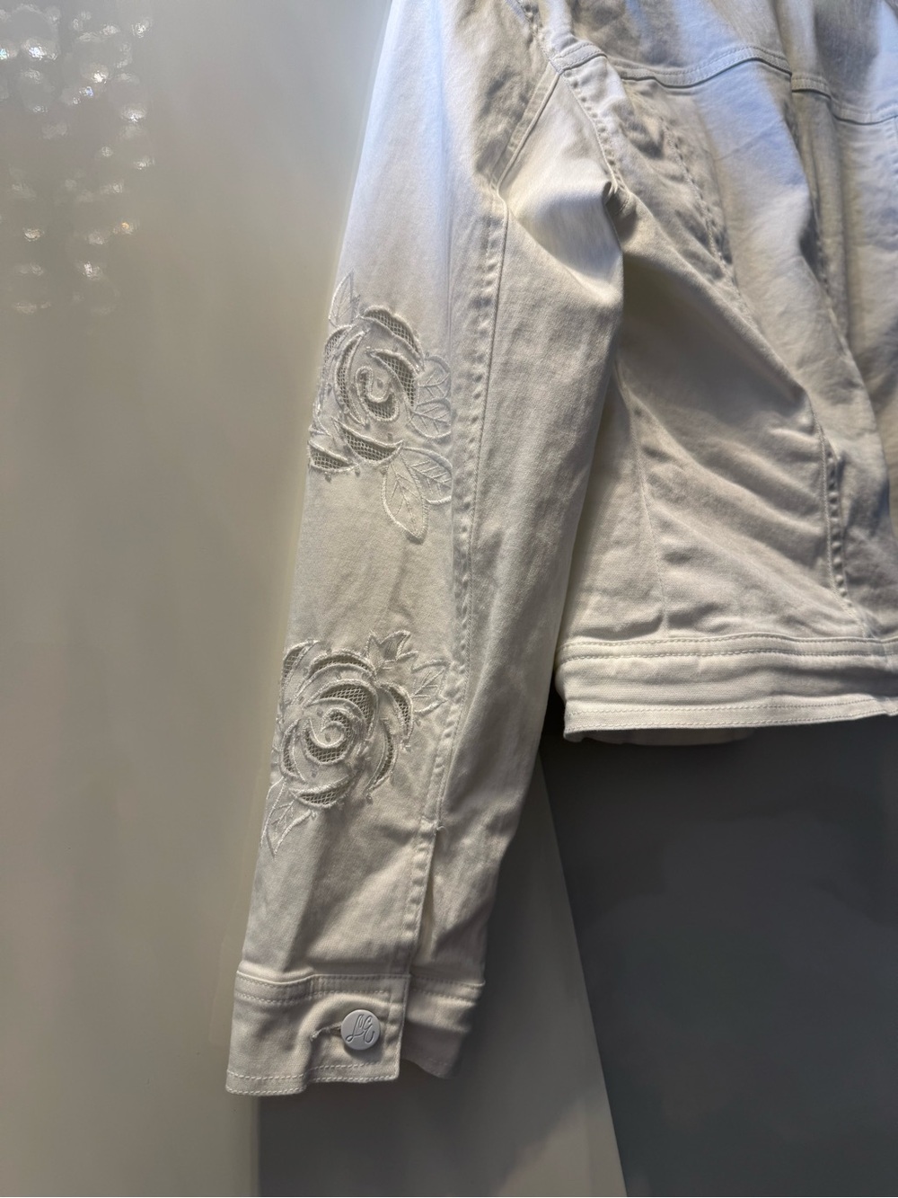 White Embroidered Cotton Jacket - Women - Picture 10 of 11
